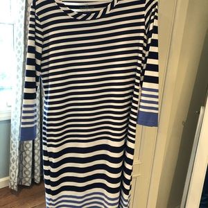 Southern Tide Navy Striped Long Sleeve Dress